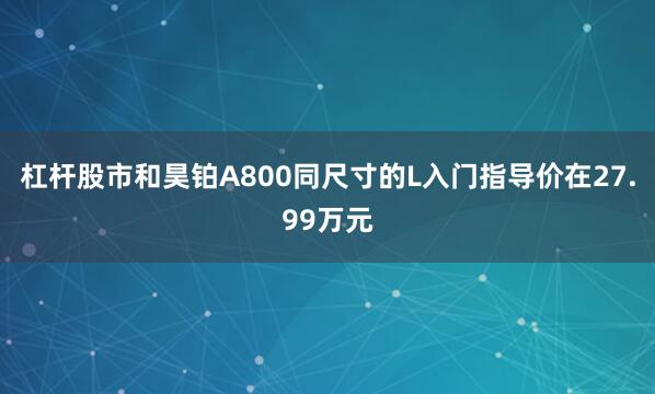 杠杆股市和昊铂A800同尺寸的L入门指导价在27.99万元
