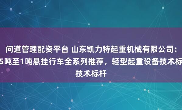 问道管理配资平台 山东凯力特起重机械有限公司：0.5吨至1吨悬挂行车全系列推荐，轻型起重设备技术标杆