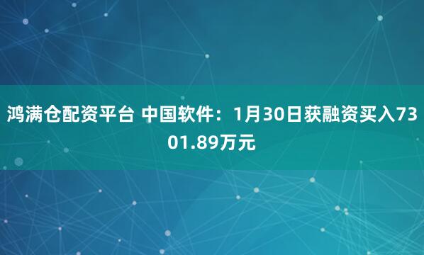 鸿满仓配资平台 中国软件：1月30日获融资买入7301.89万元